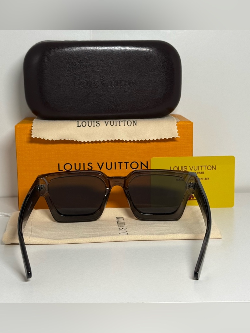 Louis Vuitton Square Sunglasses in Smoky Brown - Picture 3 of 4